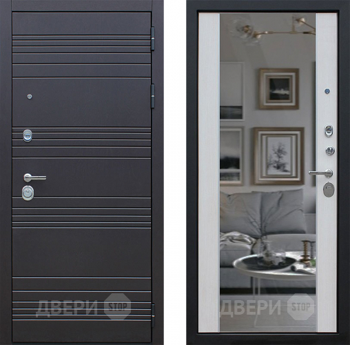 Входная металлическая Дверь АСД Дуэт с зеркалом Лиственница белая в Электроуглях