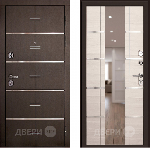 Входная металлическая Дверь (Дверной Континент) Савона с зеркалом Беленый дуб в Электроуглях