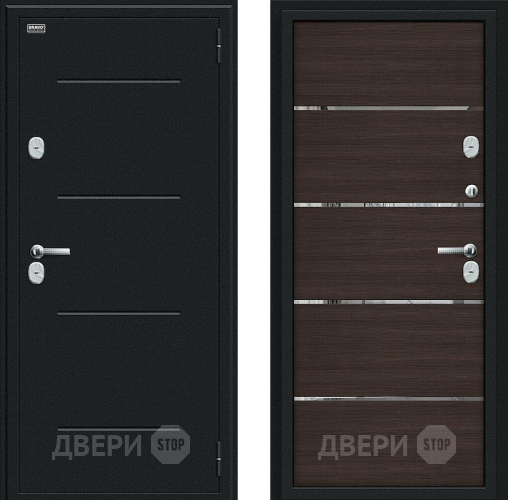 Входная металлическая Дверь Bravo Thermo Лайн Букле черное/Wenge Veralinga в Электроуглях
