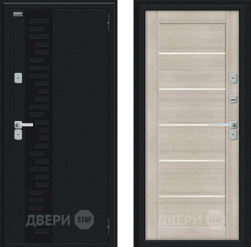 Входная металлическая Дверь Bravo Thermo Техно Декор Букле черное/Cappuccino Veralinga в Электроуглях
