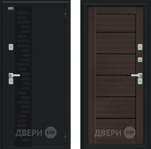 Входная металлическая Дверь Bravo Thermo Техно Декор Букле черное/Wenge Veralinga в Электроуглях