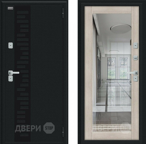 Входная металлическая Дверь Bravo Thermo Флэш Декор Букле черное/Cappuccino Veralinga в Электроуглях