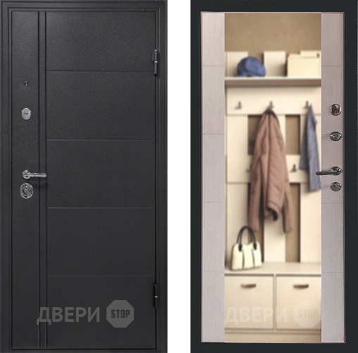 Входная металлическая Дверь Форпост Эверест Зеркало Беленый дуб в Электроуглях