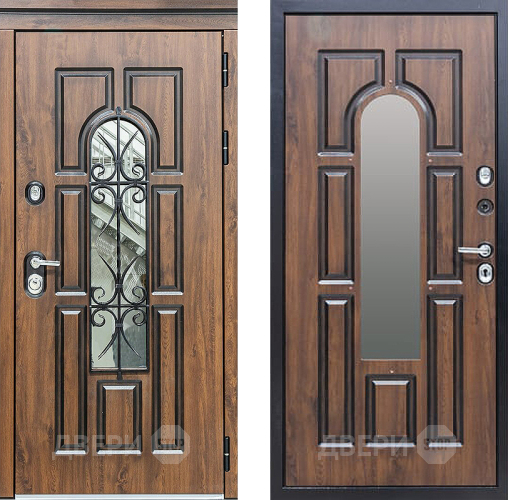 Входная металлическая Дверь Сударь МХ-32 Винорит Темный Дуб с Ковкой и окном в Электроуглях