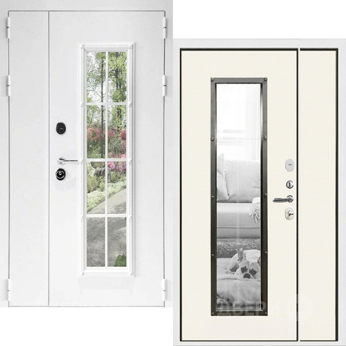 Входная металлическая Дверь Дверной Континент Тичино Двустворчатая Белая в Электроуглях