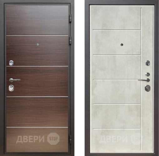 Входная металлическая Дверь Шелтер (SHELTER) Комфорт Венге структурный горизонт 11 Бетон крем в Электроуглях