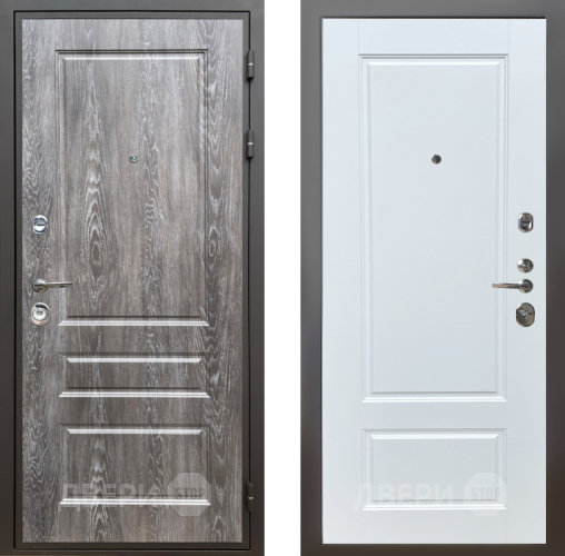 Входная металлическая Дверь Шелтер (SHELTER) Комфорт Дуб шале серебро 4 Белый матовый в Электроуглях