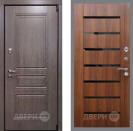 Входная металлическая Дверь Рекс (REX) Пренмиум-S СБ-14 стекло черное Орех бренди в Электроуглях