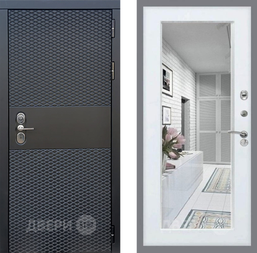 Входная металлическая Дверь Стоп БЛЭК CISA Зеркало Белый ясень в Электроуглях