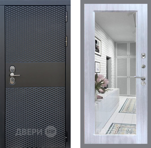 Входная металлическая Дверь Стоп БЛЭК CISA Зеркало Сандал белый в Электроуглях