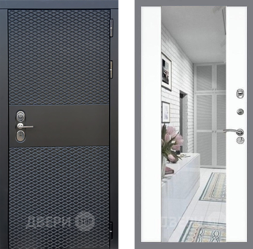 Входная металлическая Дверь Стоп БЛЭК CISA Зеркало СБ-16 Силк Сноу в Электроуглях