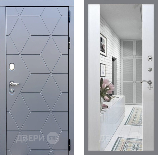 Входная металлическая Дверь Стоп КОСМО Зеркало СБ-16 Лиственница беж в Электроуглях