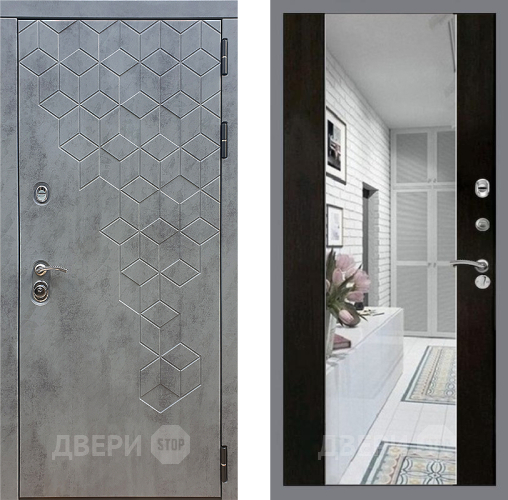 Входная металлическая Дверь Стоп БЕТОН Зеркало СБ-16 Венге в Электроуглях