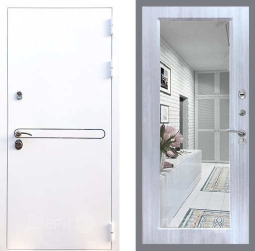 Входная металлическая Дверь Стоп Лайн Вайт Зеркало Сандал белый в Электроуглях