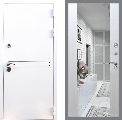 Входная металлическая Дверь Стоп Лайн Вайт Зеркало СБ-16 Лиственница беж в Электроуглях