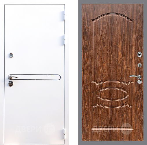 Входная металлическая Дверь Стоп Лайн Вайт ФЛ-128 орех тисненый в Электроуглях