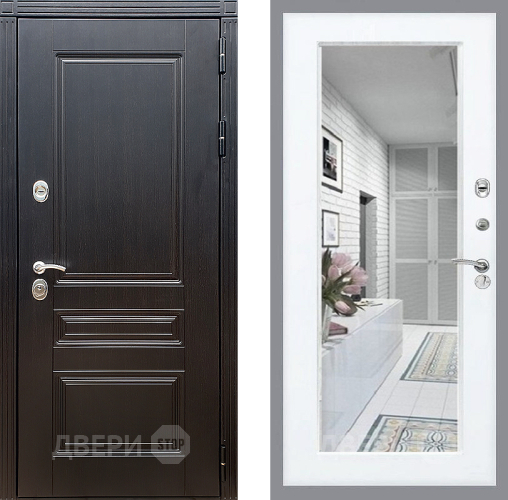 Входная металлическая Дверь Стоп МЕГАПОЛИС Зеркало Силк Сноу в Электроуглях