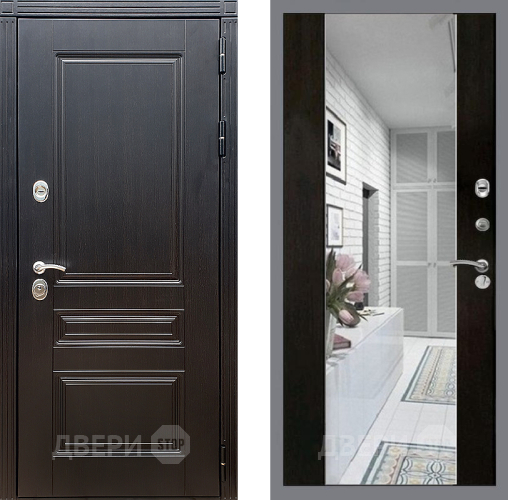 Входная металлическая Дверь Стоп МЕГАПОЛИС Зеркало СБ-16 Венге в Электроуглях