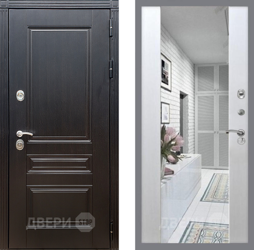 Входная металлическая Дверь Стоп МЕГАПОЛИС Зеркало СБ-16 Лиственница беж в Электроуглях