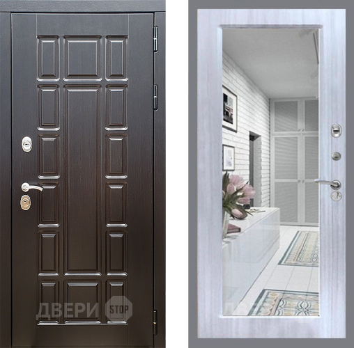 Входная металлическая Дверь Стоп НЬЮ ЙОРК Зеркало Сандал белый в Электроуглях