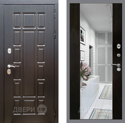 Входная металлическая Дверь Стоп НЬЮ ЙОРК Зеркало СБ-16 Венге в Электроуглях
