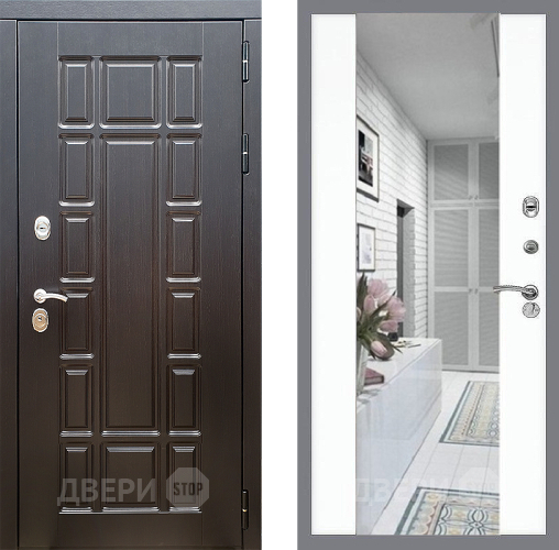 Входная металлическая Дверь Стоп НЬЮ ЙОРК Зеркало СБ-16 Силк Сноу в Электроуглях