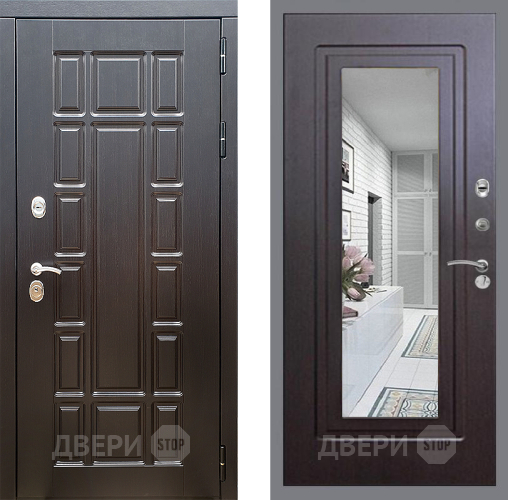 Входная металлическая Дверь Стоп НЬЮ ЙОРК Зеркало ФЛ-120 Венге в Электроуглях