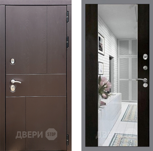Входная металлическая Дверь Стоп УРБАН Зеркало СБ-16 Венге в Электроуглях