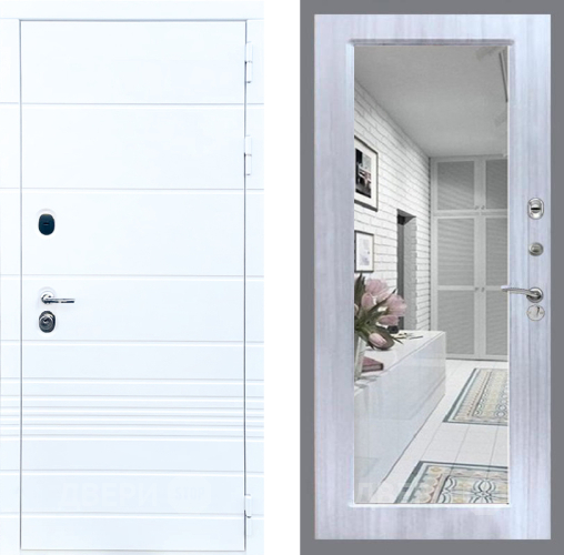 Входная металлическая Дверь Стоп ТРЕНДО Зеркало Сандал белый в Электроуглях