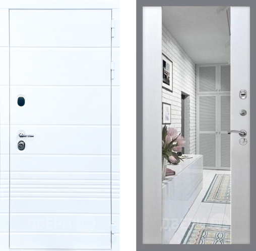 Входная металлическая Дверь Стоп ТРЕНДО Зеркало СБ-16 Лиственница беж в Электроуглях