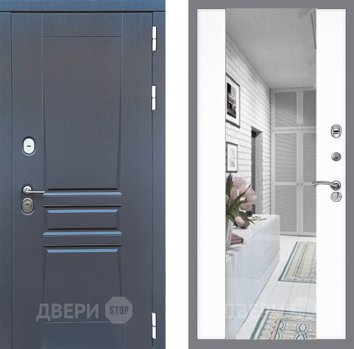 Входная металлическая Дверь Стоп ПЛАТИНУМ Зеркало СБ-16 Силк Сноу в Электроуглях