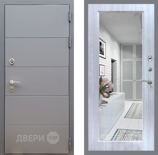 Входная металлическая Дверь Стоп АРТ ГРАФИТ Зеркало Сандал белый в Электроуглях