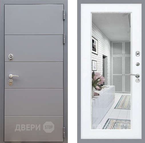 Входная металлическая Дверь Стоп АРТ ГРАФИТ Зеркало Силк Сноу в Электроуглях