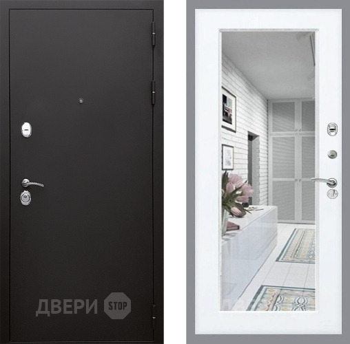 Входная металлическая Дверь Стоп КЛАССИК Шагрень Зеркало Силк Сноу в Электроуглях