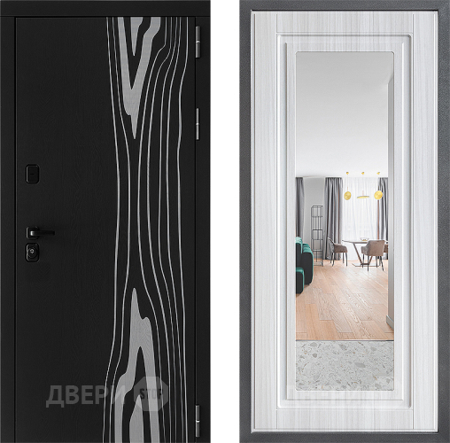 Входная металлическая Дверь Дверной континент ДК-12 ФЛЗ Зеркало Сандал белый в Электроуглях