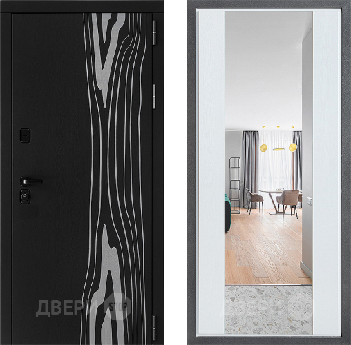 Входная металлическая Дверь Дверной континент ДК-12 ФЛЗ-1 Зеркало Белое дерево в Электроуглях