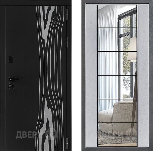 Входная металлическая Дверь Дверной континент ДК-12 ФЛЗ-2 Зеркало Бетон светлый в Электроуглях