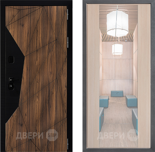 Входная металлическая Дверь Дверной континент ДК-11 ФЛЗ-1 Зеркало Капучино в Электроуглях