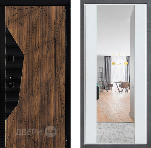 Входная металлическая Дверь Дверной континент ДК-11 ФЛЗ-1 Зеркало Белое дерево в Электроуглях