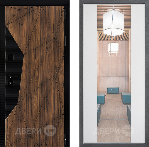 Входная металлическая Дверь Дверной континент ДК-11 ФЛЗ-1 Зеркало Белый софт в Электроуглях