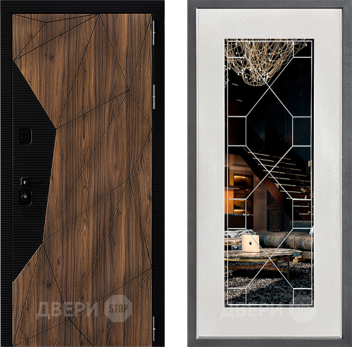 Входная металлическая Дверь Дверной континент ДК-11 ФЛ-Тиффани Зеркало Белое дерево в Электроуглях