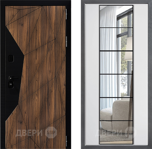 Входная металлическая Дверь Дверной континент ДК-11 ФЛЗ-2 Зеркало Белый софт в Электроуглях