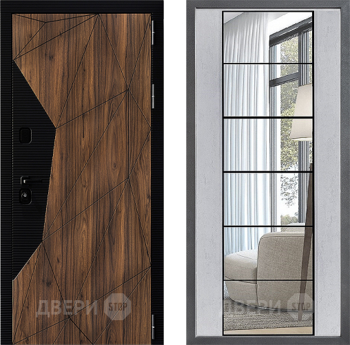 Входная металлическая Дверь Дверной континент ДК-11 ФЛЗ-2 Зеркало Бетон светлый в Электроуглях