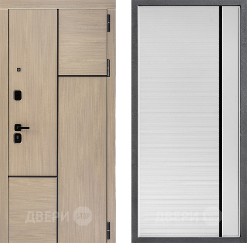 Входная металлическая Дверь Дверной континент ДК-14 ФЛ-757 Черное Стекло Софт милк в Электроуглях