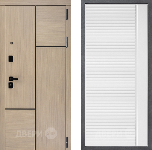 Входная металлическая Дверь Дверной континент ДК-14 ФЛ-757 Белое Стекло Софт милк в Электроуглях