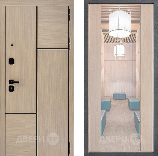 Входная металлическая Дверь Дверной континент ДК-14 ФЛЗ-1 Зеркало Капучино в Электроуглях