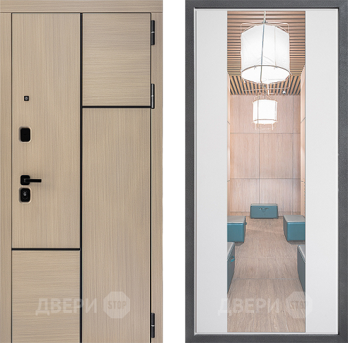 Входная металлическая Дверь Дверной континент ДК-14 ФЛЗ-1 Зеркало Белый софт в Электроуглях