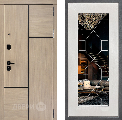 Входная металлическая Дверь Дверной континент ДК-14 ФЛ-Тиффани Зеркало Белое дерево в Электроуглях