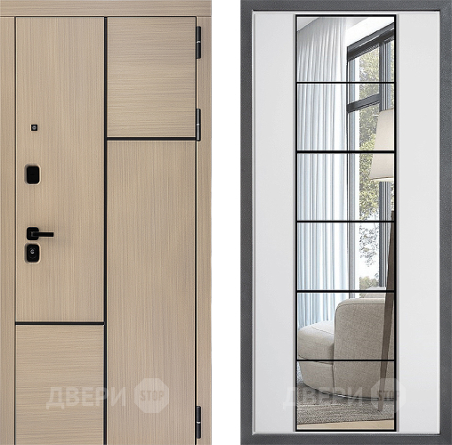 Входная металлическая Дверь Дверной континент ДК-14 ФЛЗ-2 Зеркало Белый софт в Электроуглях