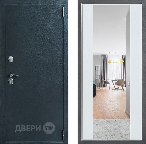 Входная металлическая Дверь Дверной континент ДК-70 Дизайн ФЛЗ-1 Зеркало Белое дерево в Электроуглях